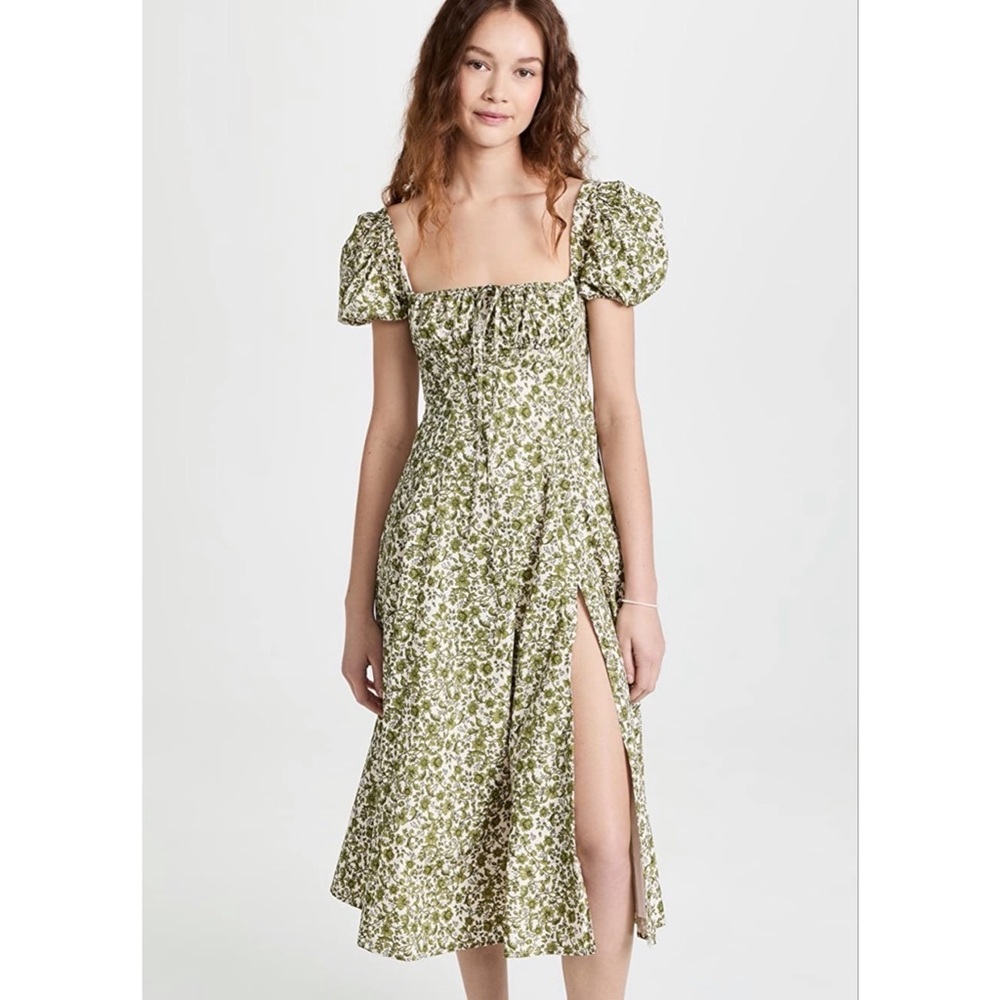 Green Floral Cotton O.P.T Midi Dress- Size Small